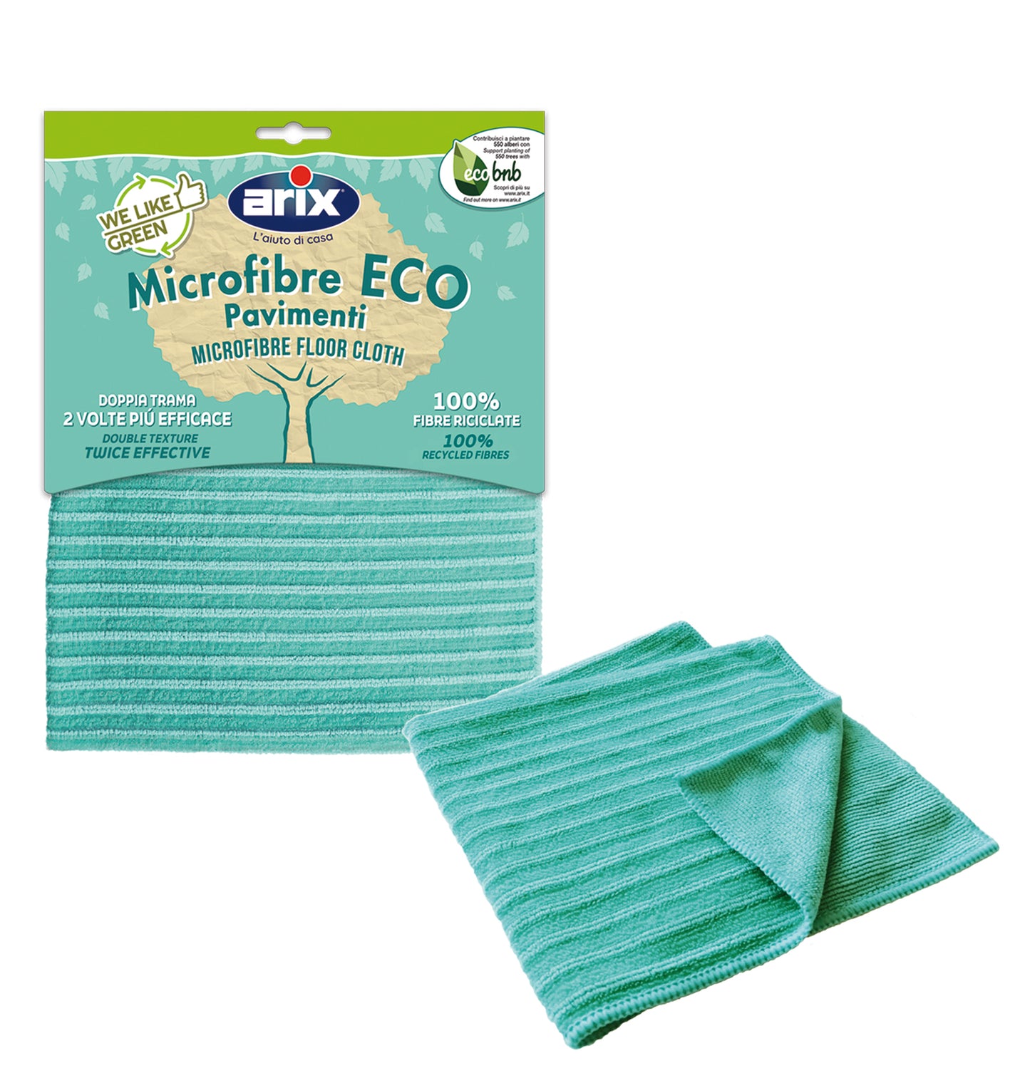 Arix We Like It Green Microfibre Floor Cloth - Double Texture - 100% Recycled