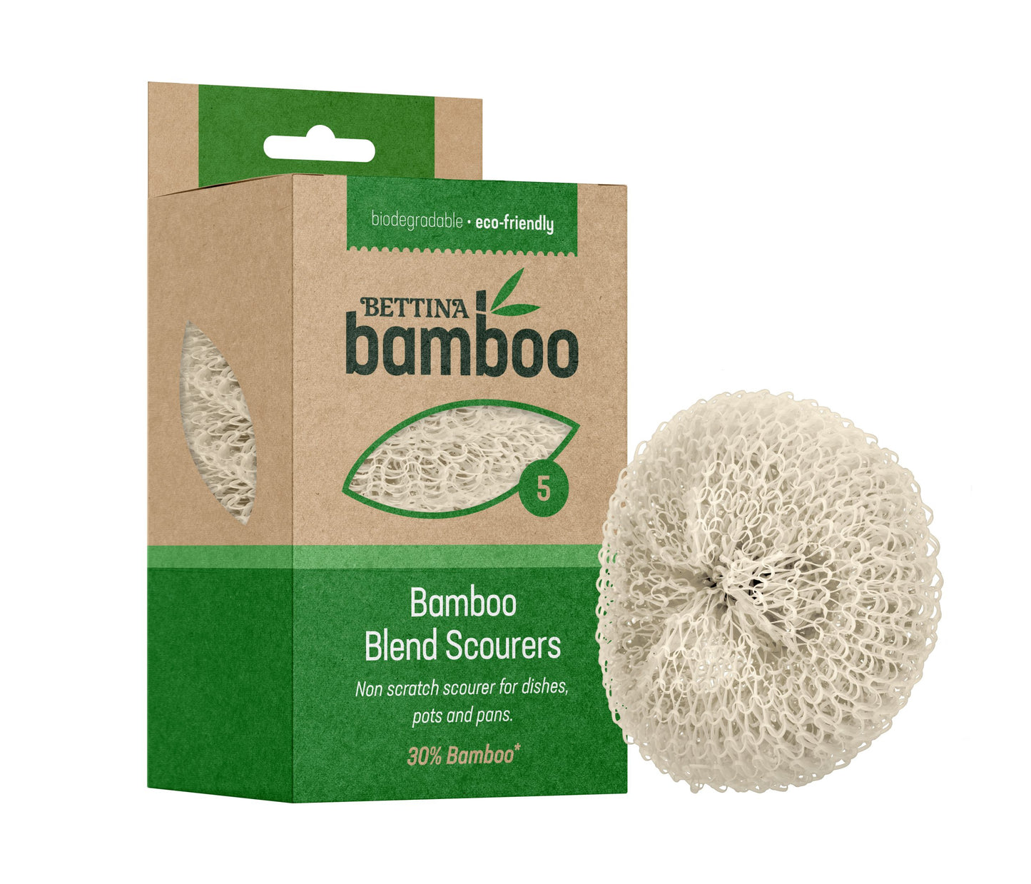 Bettina 5 Pc Bamboo Blend Scourers Non Scratch