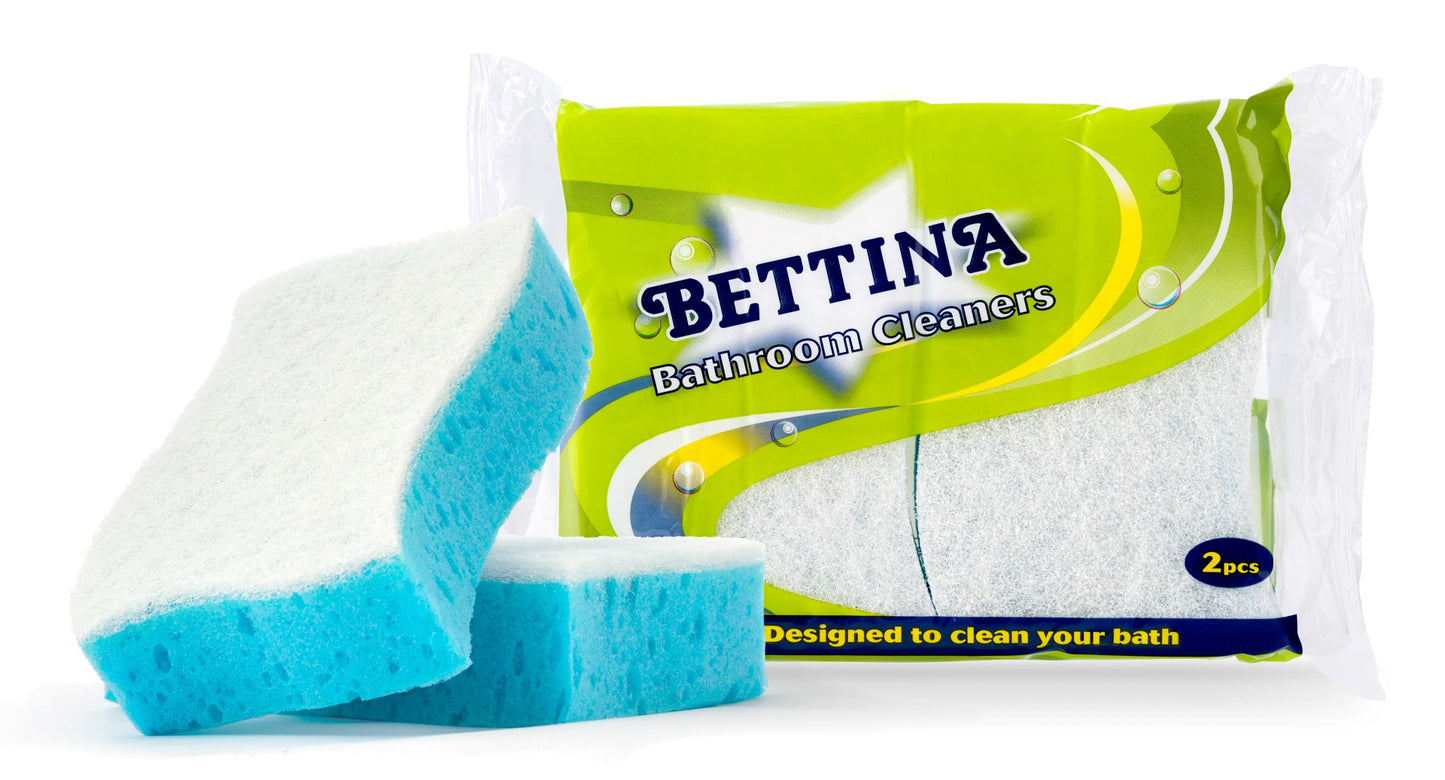 Bettina 2 Pack Bathroom Cleaner - Sponge Scourer Non Scratch Ergonomic Shape