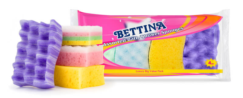 Bettina 4 Piece Multipack Bath & Shower Sponges.