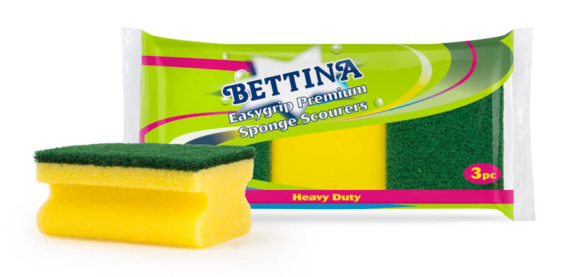 Bettina Easygrip Premium Sponges Scourers - 3 Pack - Heavy Duty.