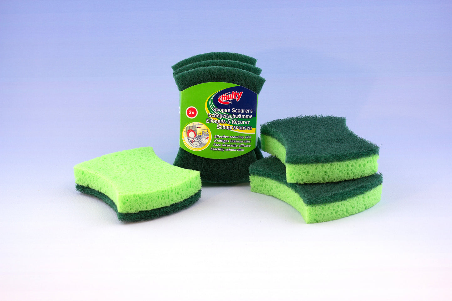 Multy 3 Pack Power Scrub Antibacterial Sponges
