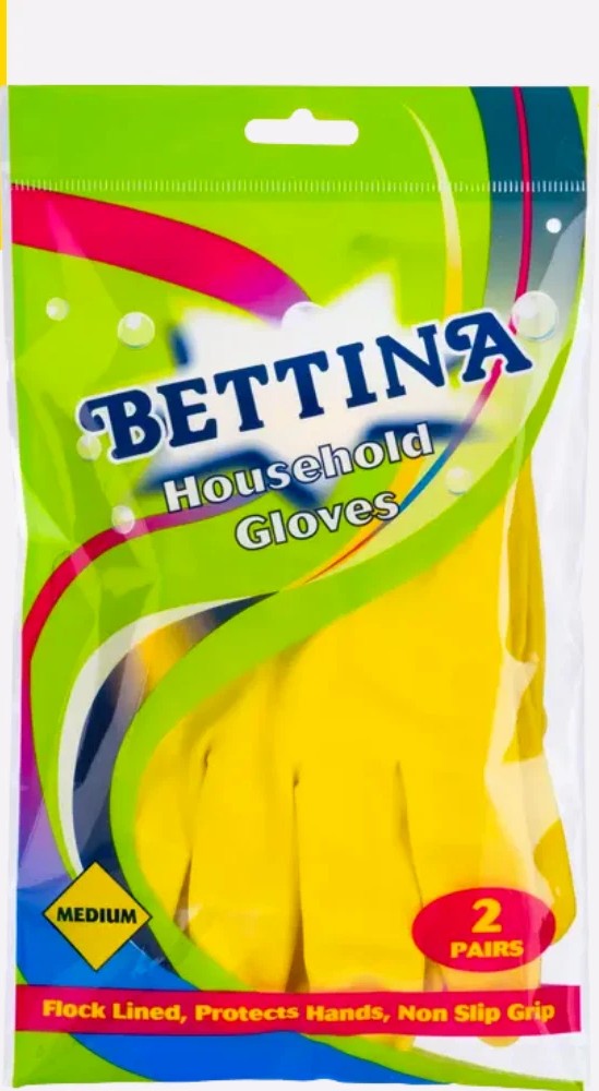 Bettina Household Gloves-2 Pair Pack-Size Choice Available: