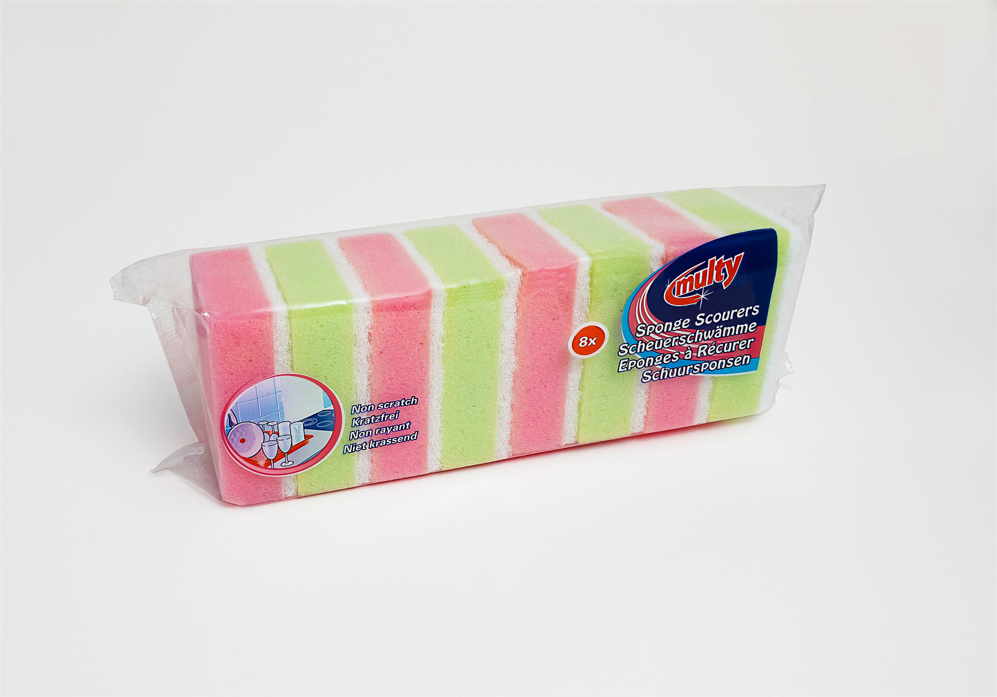 Multy Non Scratch Sponge Scourers 8 Pack.