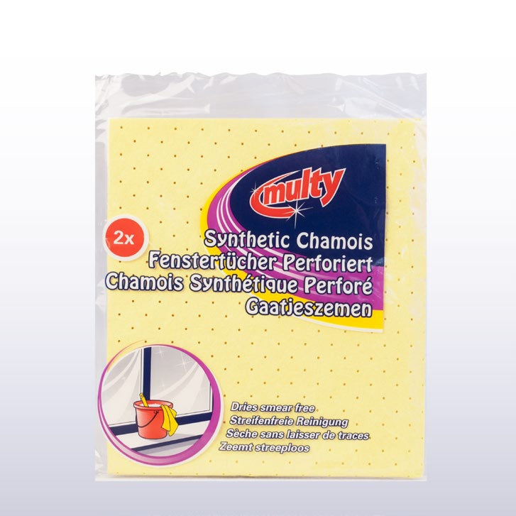 Multy Synthetic Chamois - 2 Pack - Dries Smear Free - 36x38cm