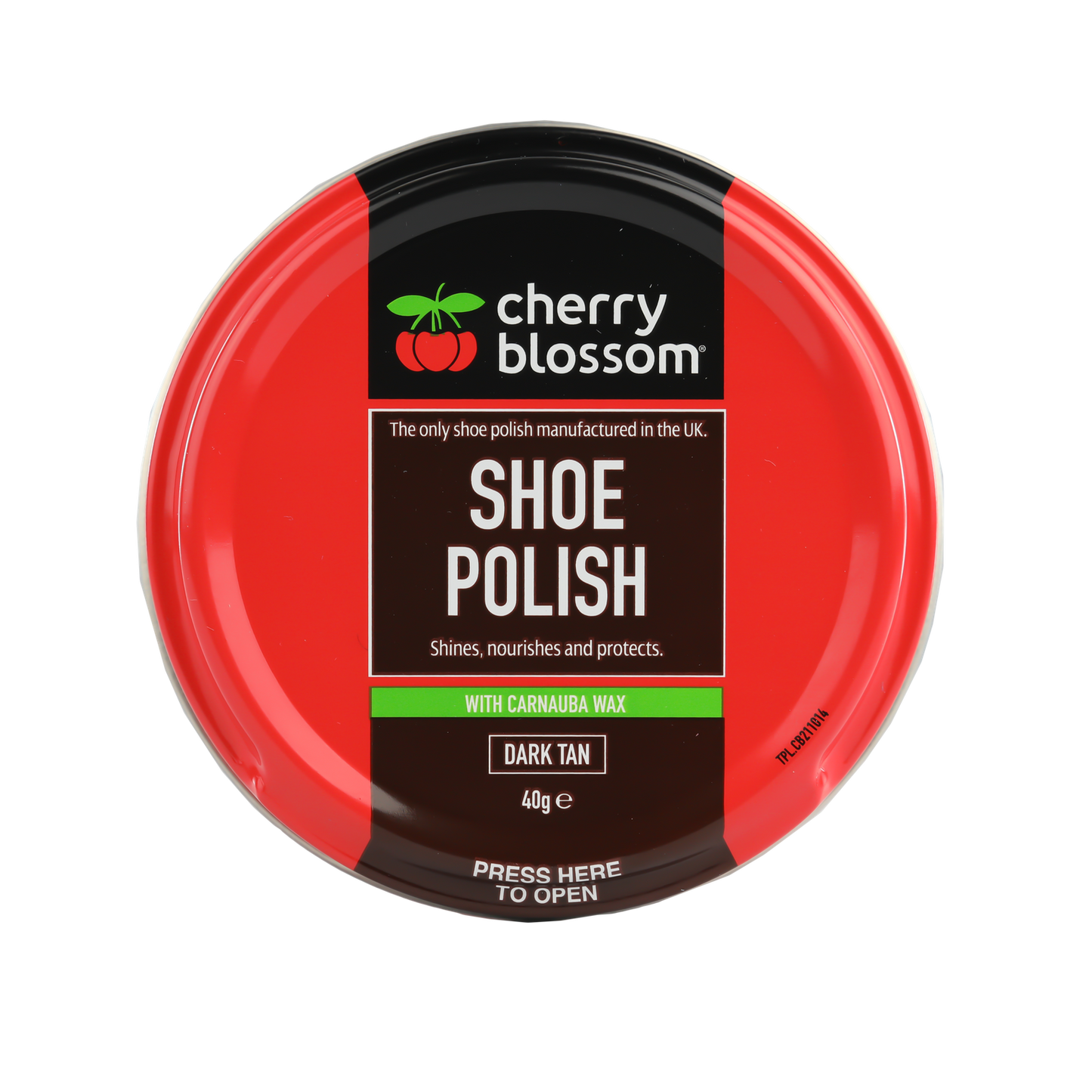 Cherry Blossom Core Range Shoe Polish With Carnauba Wax - 40g - Dark Tan