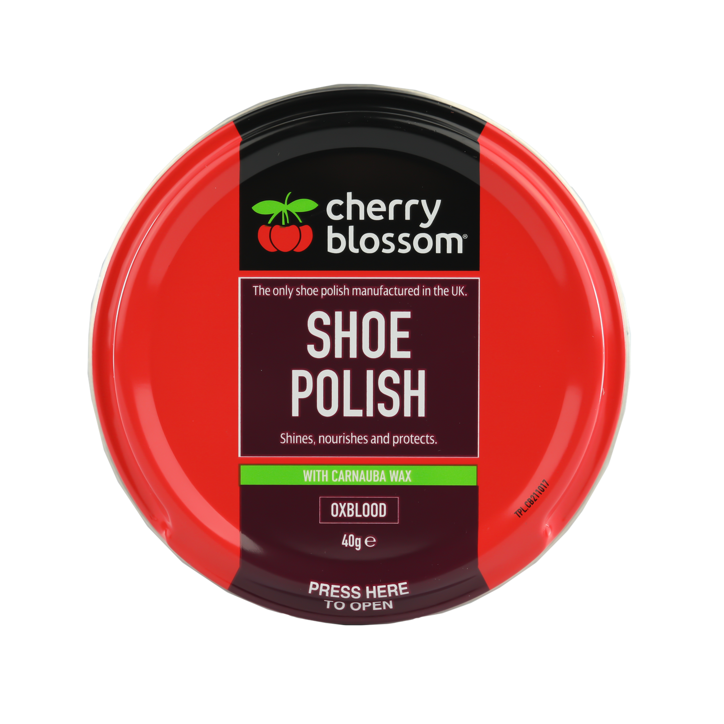 Cherry Blossom Core Range Shoe Polish With Carnauba Wax - 40g - Oxblood