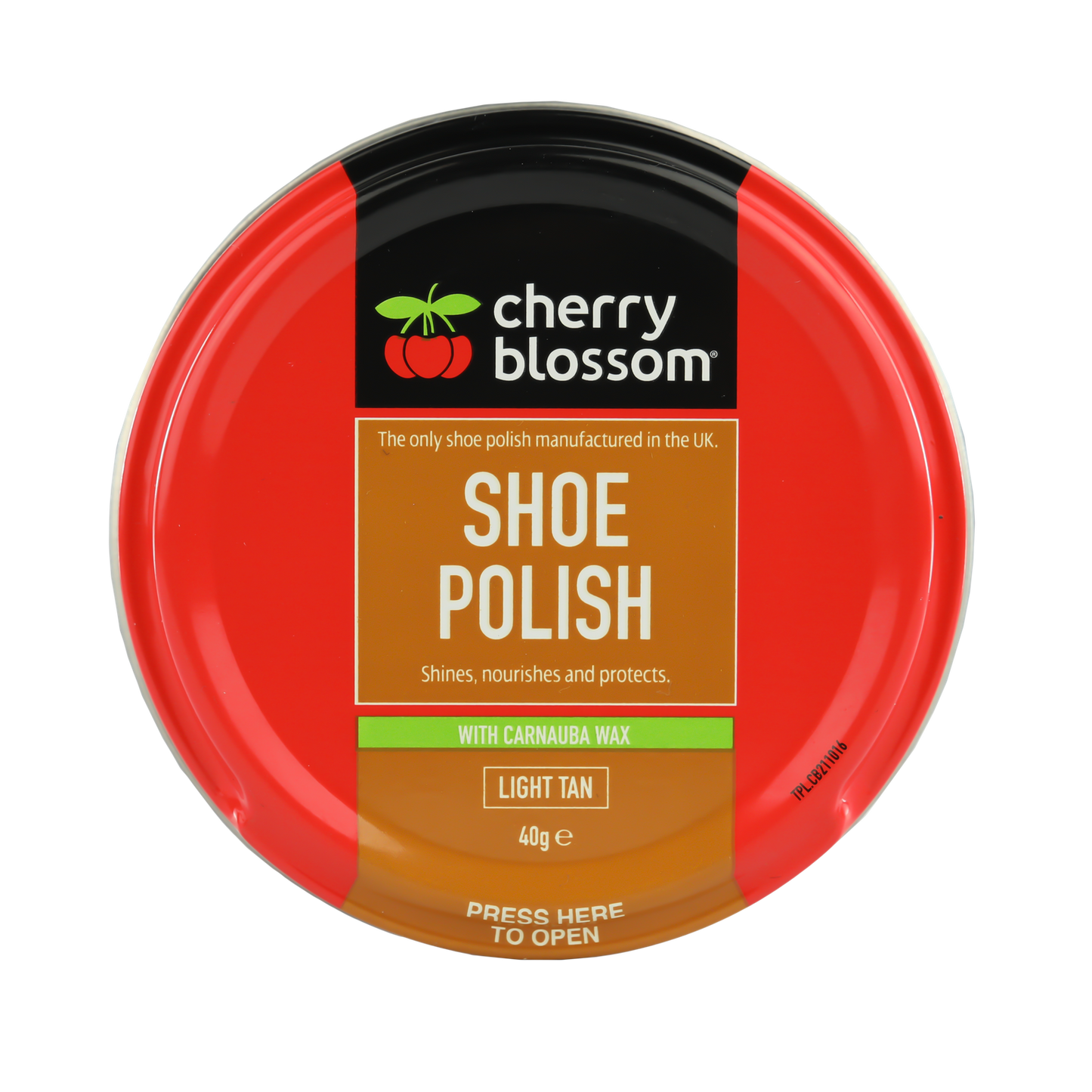 Cherry Blossom Core Range Shoe Polish With Carnauba Wax - 40g - Light Tan