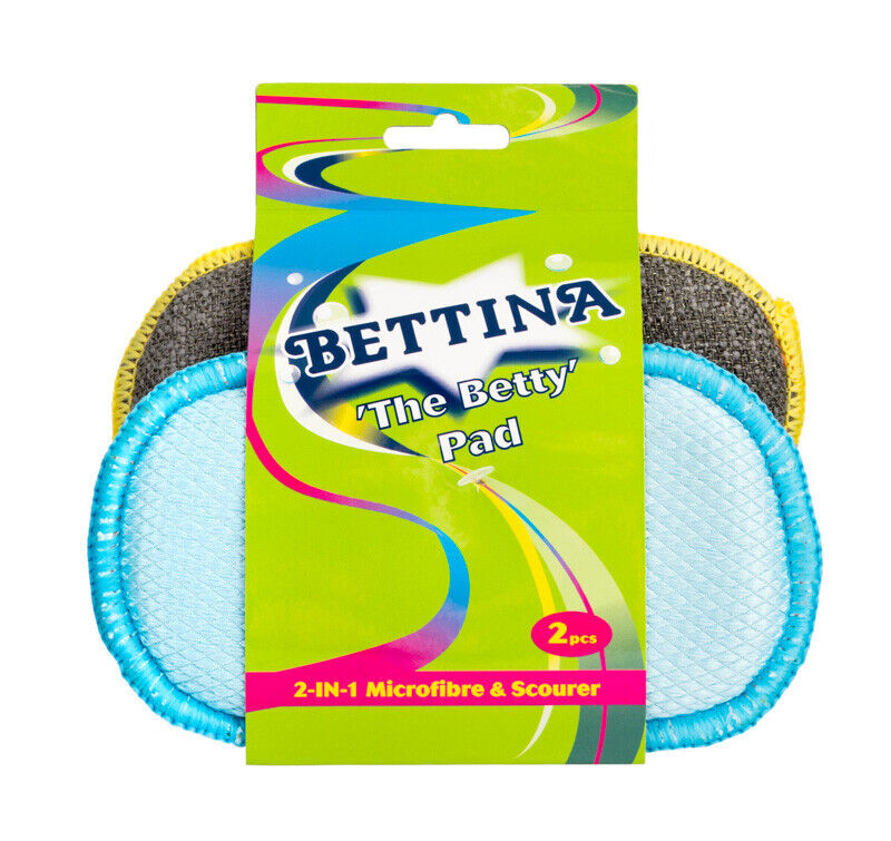 Bettina - The Betty Pad - 2 in 1 Microfibre & Scourer - 2 Pack- Clean,Scrub