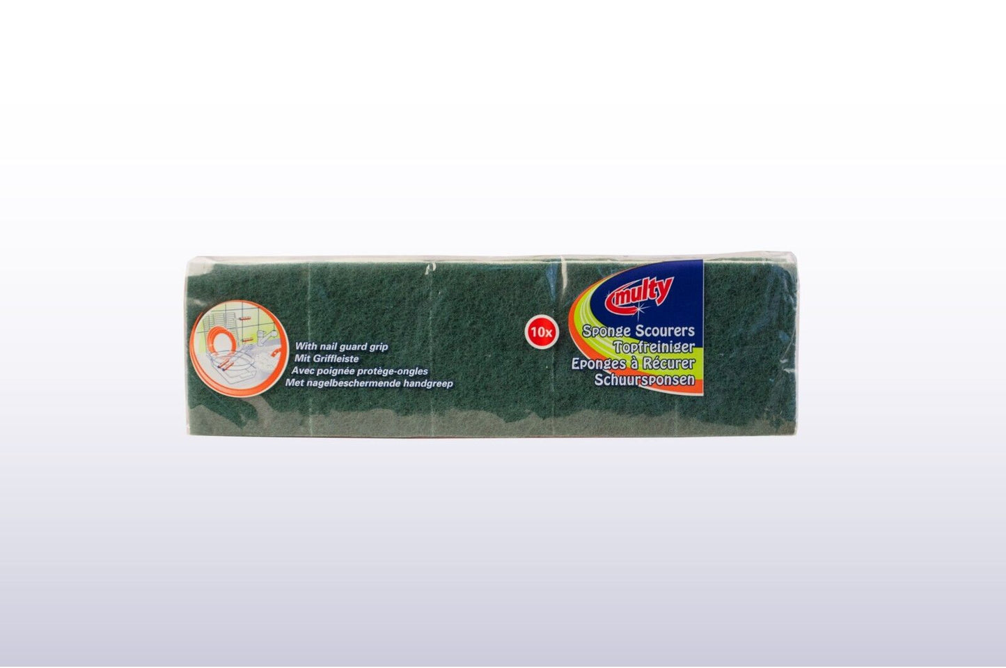 Multy 10 Pack Sponge Scourers With Nail Guard Grip.