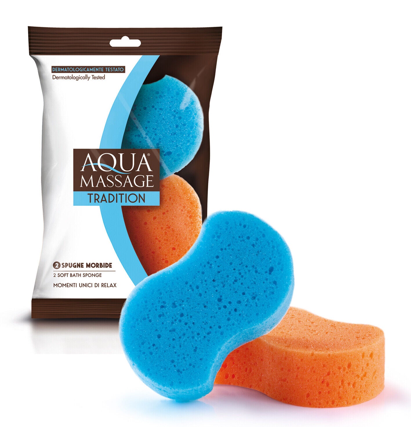 Aquamassage 2 Pack Soft Bath Sponges - Dermatologically Tested