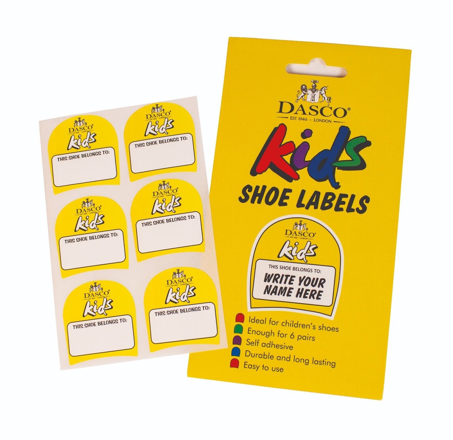 Dasco Kids Shoe Labels - Enough For 6 Pairs.