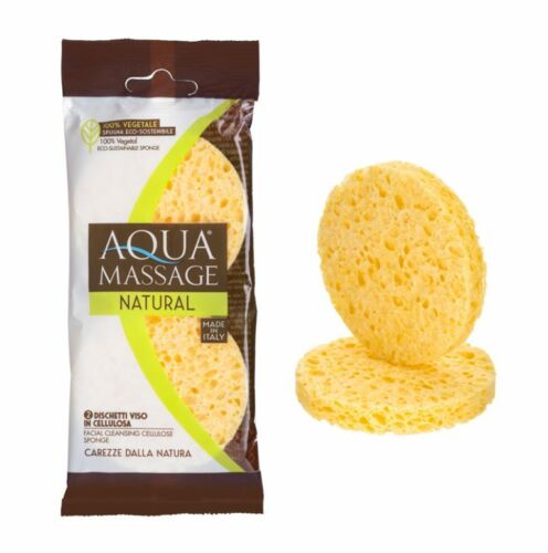 Aqua Massage Natural - Facial Cleansing Cellulose Sponge - 2 Piece Pack