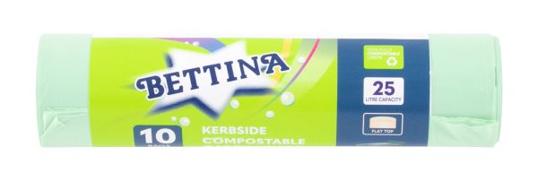Bettina Kerbside Compostable Caddy Liners - 25l Capacity - 10 Bag Roll