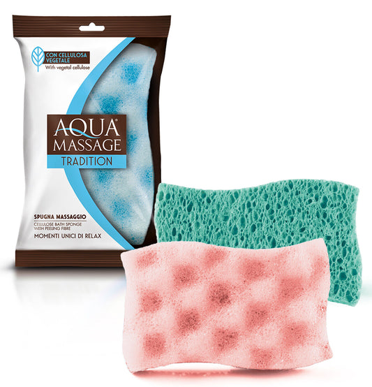 Aquamassage Cellulose Bath Sponge With Massage/Peeling Fibre