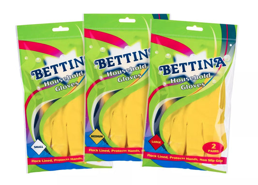 Bettina Household Gloves-2 Pair Pack-Size Choice Available: