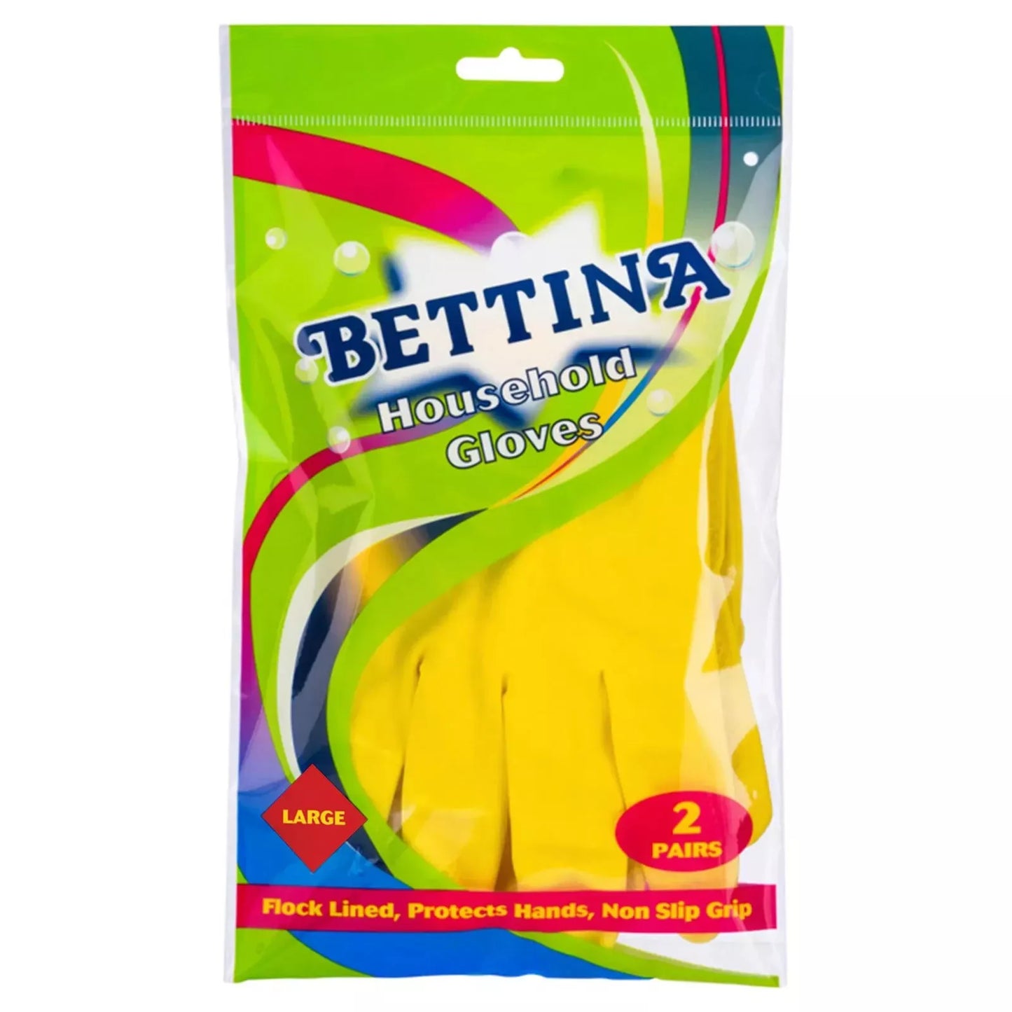 Bettina Household Gloves-2 Pair Pack-Size Choice Available: